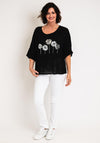 Serafina Collection Metallic Flower One Size Top, Black
