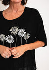 Serafina Collection Metallic Flower One Size Top, Black