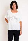 Serafina Collection Metallic Flower One Size Top, White