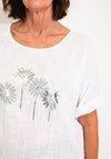 Serafina Collection Metallic Flower One Size Top, White