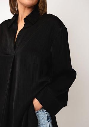 Serafina V-Neck Relaxed Blouse, Black