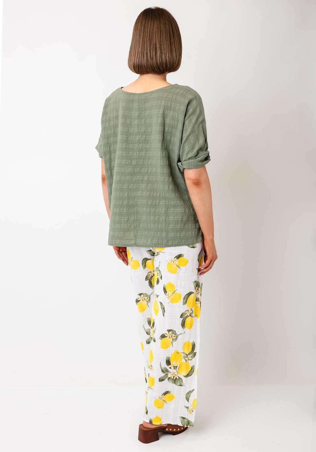 Serafina Collection One Size Textured Top, Khaki Green