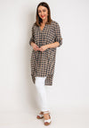 Serafina Collection One Size Abstract Long Tunic Top, Beige Multi