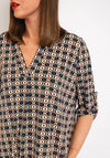 Serafina Collection One Size Abstract Long Tunic Top, Beige Multi