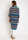 Serafina Collection One Size Aztec Long Tunic Top, Navy