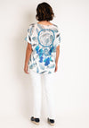 Serafina Collection One Size Feather Print V Neck Top, White