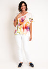 Serafina Collection One Size Floral V Neck Top, White