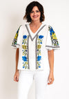 Serafina Collection One Size Geo Floral Print Top, White & Black