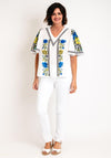 Serafina Collection One Size Geo Floral Print Top, White & Black