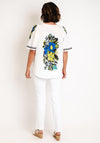 Serafina Collection One Size Geo Floral Print Top, White & Black
