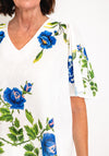 Serafina Collection One Size Floral Print Top, White & Blue