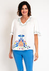 Serafina Collection One Size Geo Floral Print Top, White