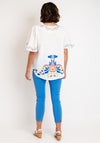Serafina Collection One Size Geo Floral Print Top, White