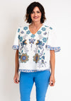 Serafina Collection One Size Floral Print Top, White & Mint