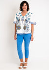 Serafina Collection One Size Floral Print Top, White & Mint