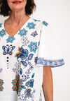Serafina Collection One Size Floral Print Top, White & Mint