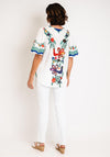 Serafina Collection One Size Floral Leaf Print Top, White & Red