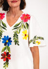 Serafina Collection One Size Floral Leaf Print Top, White & Pink