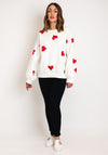 Serafina Collection One Size Heart Print Sweatshirt, White & Red