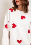 Serafina Collection One Size Heart Print Sweatshirt, White & Red
