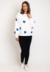 Serafina Collection One Size Heart Print Sweatshirt, White & Blue