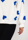 Serafina Collection One Size Heart Print Sweatshirt, White & Blue