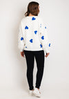 Serafina Collection One Size Heart Print Sweatshirt, White & Blue