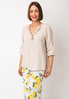 Serafina Collection One Size Linen Blouse, Beige
