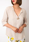 Serafina Collection One Size Linen Blouse, Beige