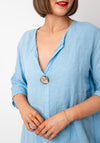 Serafina Collection One Size Linen Blouse, Blue