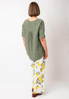 Serafina Collection One Size Linen Blouse, Khaki Green