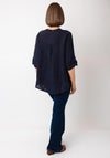 Serafina Collection One Size Linen Blouse, Navy