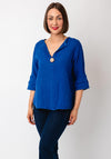 Serafina Collection One Size Linen Blouse, Royal Blue