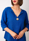 Serafina Collection One Size Linen Blouse, Royal Blue