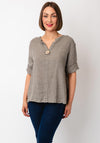 Serafina Collection One Size Linen Blouse, Taupe