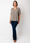 Serafina Collection One Size Linen Blouse, Taupe