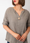 Serafina Collection One Size Linen Blouse, Taupe