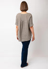 Serafina Collection One Size Linen Blouse, Taupe