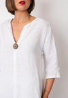 Serafina Collection One Size Linen Blouse, White