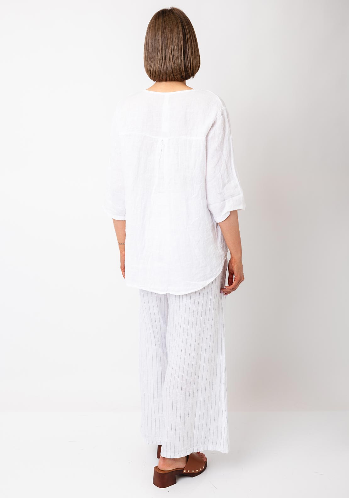 Serafina Collection One Size Linen Blouse, White
