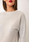 Serafina Collection Lurex Rhinestone Knit Top, Silver