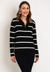 Serafina Collection One Size Half Zip Striped Sweater, Black