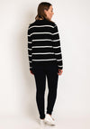 Serafina Collection One Size Half Zip Striped Sweater, Black