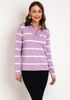 Serafina Collection One Size Half Zip Striped Sweater, Lilac