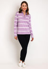 Serafina Collection One Size Half Zip Striped Sweater, Lilac