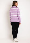 Serafina Collection One Size Half Zip Striped Sweater, Lilac