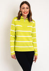 Serafina Collection One Size Half Zip Striped Sweater, Lime