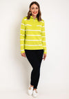Serafina Collection One Size Half Zip Striped Sweater, Lime