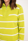Serafina Collection One Size Half Zip Striped Sweater, Lime