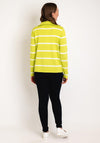 Serafina Collection One Size Half Zip Striped Sweater, Lime